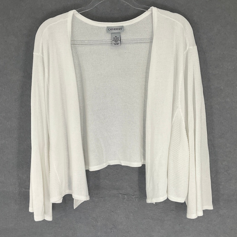 Catherines White‎ Open Front Lightweight Knit Cardigan Sweater Plus Size 5X